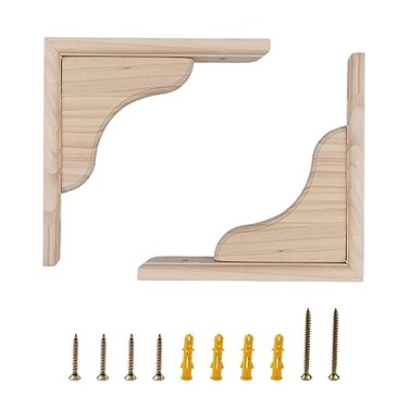 Antrader Solid Wall Mount Wood Shelf Bracket2Pcs 8 Inch Wooden Shelf Brackets DIY Wood Bracket Include Mounting Screws