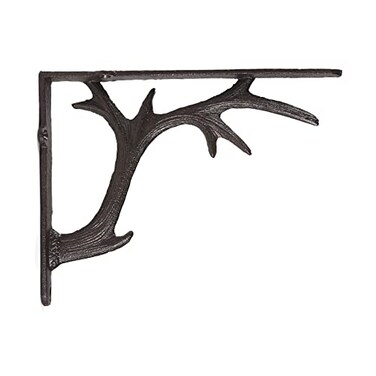 BRASSTAR Shelf Bracket Cast Iron Deer Antler Design Wall Thick Heavy Duty Angle Bracket Antique Home Farmhouse Decorative 2PCS 76H TQGJPT30002