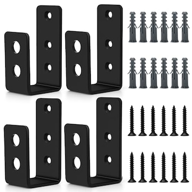 Catcan 2x4 Door Barricade Brackets 4 Pack Heavy Duty Door Barricade Security Bar Brackets Thickening Reinforcement U Bracket for Home Garage Gate Barn Shed