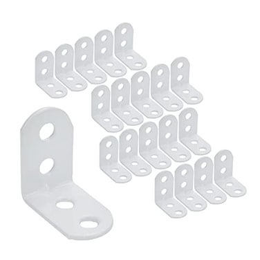Coshar 20pcs Iron L Bracket Joint Right Angle Bracket Heavy Duty Shelf Braces for Floating Shelf Wood Table Top White 29x29x18mm