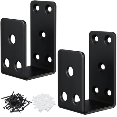 ASZUNE Door Barricade Brackets2Pack Heavy Duty Door Security Bar BracketsOpen Security Bar Holder U BracketsFits 2 x 4 Lumber for Door Brace Home Garage Barn ShedGate Security Black