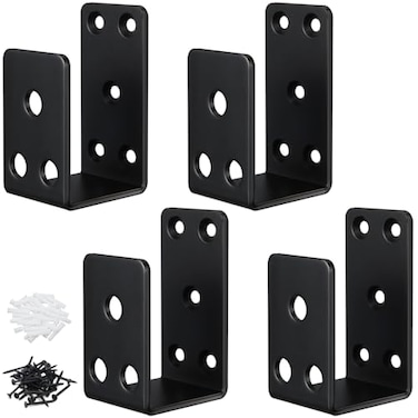ASZUNE Door Barricade Brackets4Pack Heavy Duty Door Security Bar BracketsOpen Security Bar Holder U BracketsFits 2 x 4 Lumber for Door Brace Home Garage Barn Shed Gate SecurityBlack