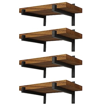 EZYDECOR 8 Packs Heavy Duty Shelf Brackets Wall Mounted Industrial Metal Shelving Support with Lip for DIY Open Shelving Black 10