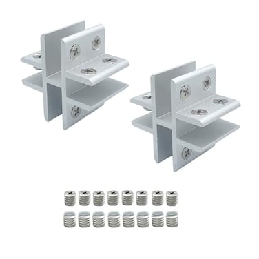 Gxeabg 2 PCS Aerometal Glass Clamp Cross Shape Corner Bracket for Glass Shelf Door Board Aluminum Alloy Connector for 1012mm Thickness