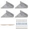 Halyuhn Floating Shelf Bracket for Wood Shelf 4 Pcs 4 x 3 inches Small Triangle Brackets for Small Floating Wood Shelves Silver Floating Shelves Brackets Set for Shelves with 2 inches Anchor Screws
