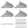 Halyuhn Floating Shelf Bracket for Wood Shelf 4 Pcs 4 x 3 inches Small Triangle Brackets for Small Floating Wood Shelves Silver Floating Shelves Brackets Set for Shelves with 2 inches Anchor Screws