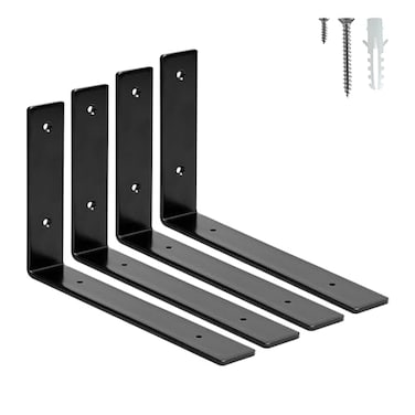 HEART ART 4 Pack Shelf Brackets 10 inchL Brackets for ShelvesBlack Heavy Duty Metal Shelf Brackets10x6x15
