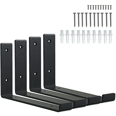 HEART ART Black Shelf Bracket 10 Inch Shelf Brackets Heavy DutyL Brackets for ShelvesFloating Shelf Bracket 4 Pack95 L6 H15 W