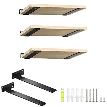 HEART ART Floating Shelf Bracket 10 Inch2 Pack Heavy Duty Shelf BracketsL Brackets for Shelves Black10L x 16H x16W