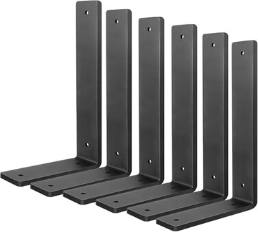 Aunulahca Heavy Duty Shelf Brackets 8 Inch 6 Pack Rustic L Floating Shelf Brackets Wall Shelf Bracket for DIY Decorative with Mounting Hardware
