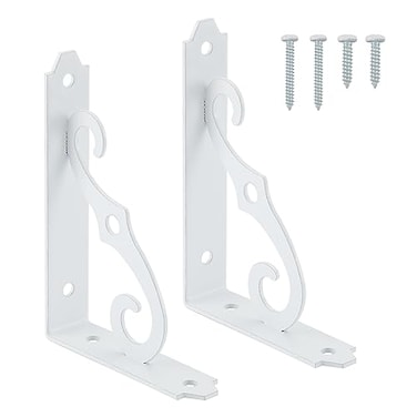 HOME MASTER HARDWARE Decorative Shelf Brackets 5x312 in Wall Mounted Floating Shelf Bracket L Heavy Duty Support Corner Brace Joint Right Angle Bracket for DIY Open Shelving with Screws White 2 Pcs