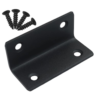 Hordion 4PCS Corner Brace Angle Bracket 24 x 1 Stainless Steel L Brackets Heavy Duty Black Shelf Bracket for Furniture Shelves Cabinets Wood Projects
