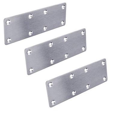 Hyever 3 Pieces Flat Straight Brace Bracket Steel Metal Mending Fixing PlateBrushed Finish 54 19 008