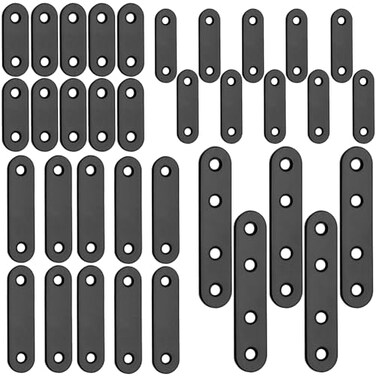 Jiozermi 30 Sets Flat Plate Straight Bracket Flat Metal Brace Bracket 40mm50mm60mm80mm Metal Brackets Mending Repair Plate Brace