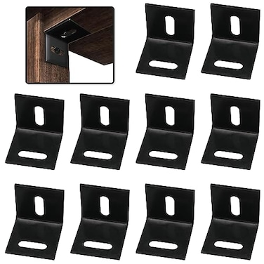 JJHXSM 10pcs Wood Table Top Expansion Bracket Adjustable Corner L Brackets Right Angle Corner Brace for Shelf Desk and Chairs Tabletop
