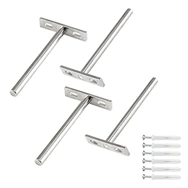 Luomorgo 4 Pcs 5 Inch Floating Shelf Bracket Blind Shelf Bracket Hidden Brackets for Floating Wood Shelves Screws and Wall Plugs Included