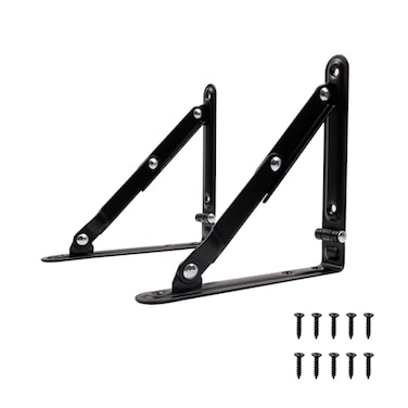 Meprotal 2pcs Folding Shelf Bracket 591 Inch Heavy Duty Collapsible Shelf Brackets Metal Foldable Shelf Table Bracket Supports Space Saving Triangle Corner Brace