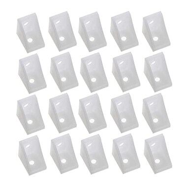 MroMax 50Pcs Plastic Corner Braces White L Brackets 079 x 079 x 059 LxWxH Right Angle Bracket Ideal for SupportingReinforcing LightDuty Shelves DIY Projects and Furniture Assembly