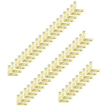 Pastlla 50Pcs Corner Brace 4 Holes Flat Corner Braces L Shape Repair Bracket L Shape Repair Plates Joint Bracket for Paintings Photos Frame Artwork Home Decor Clock 15 x 15 Gold