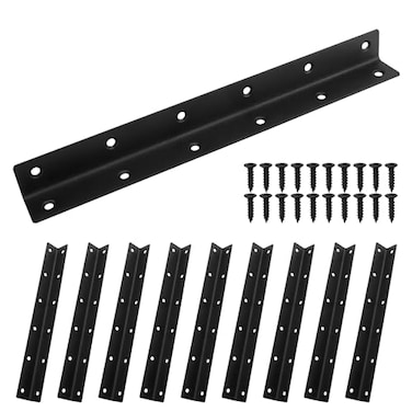 Redunest L Bracket Heavy Duty Corner Brace 10 Pack 108 Metal Shelf Bracket Angle Bracket for Shelves Black Metal Braces for Wood275mm Overall Length