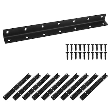 Redunest L Bracket Heavy Duty Corner Brace 10 Pack 128 Metal Shelf Bracket Angle Bracket for Shelves Black Metal Braces for Wood 325mm Overall Length