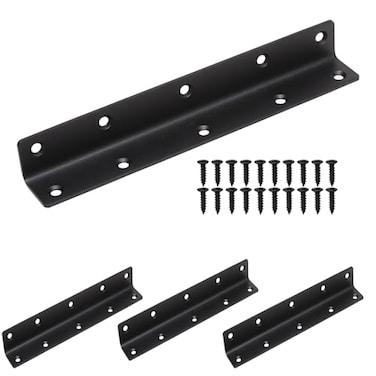 Redunest L Bracket Heavy Duty Corner Brace 4 Pack 8 Metal Shelf Bracket Angle Bracket for Shelves Black Metal Braces for Wood200mm Overall Length