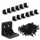 Rierdge 30 Pcs Black Plastic Corner Brace L Bracket 1 x 1 inch Right Angle Brackets Right Angle Bracket for Tables Furniture Shelves with Screws