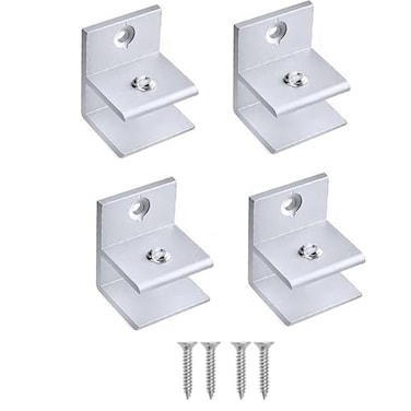 BYDGUMEI Silver Glass ClipAluminum Alloy Mirror Floating Glass ClipF Shape Short Clamp Installation Wall Mounted Glass Bracket Hardware Accessories Suitable for 1012mm Thick Glass4 pcs