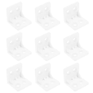 The Lord of the Tools 100PCS Furniture Corner Brace Plastic Angle Corner Bracket 4Hole Right Angle Board Holder L Shape Corner Support for Table Box Cabinet White