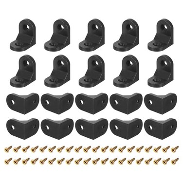 uxcell 20Pcs 90 Degree Plastic Corner Braces 166x234x234mm Nylon Shelf Right Angle Brackets with Screws for Cabinets Cupboards Black