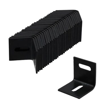 Wealrit Pack of 30 Black L Shape Adjustable Corner Braces Right Angle Brackets 2 Slotted Mounting Brackets 1 x 1 x 1