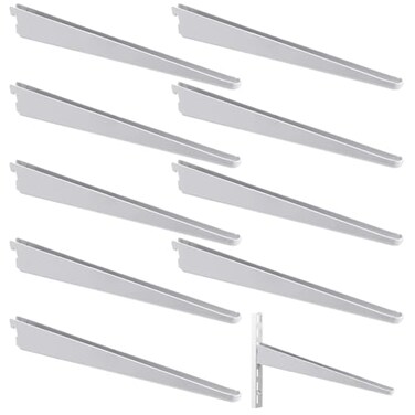 Yalikop 10 Pack Adjustable Shelf Brackets for Double Track System Closet Organization Heavy Duty Wire Shelf BracketsWhite145 Inch