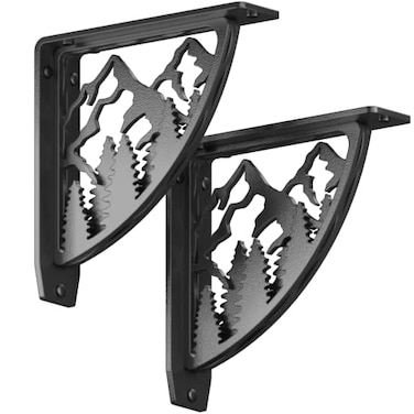 Starby STARBY Heavy Duty Shelf Brackets 2 Pack 8 x 8 Fireplace Mantel Corbels L Shaped Metal Bracket Counter Supports Designer Wrought Iron Black DIY Hardware Included 500 Lb Capacity Made in USA
