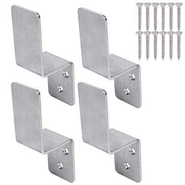 KSWLOR 2x4 Door Barricade Brackets4PCS Heavy Duty Stainless Steel Drop Open Bar Security Door Lock Bracket Door Barricade Open Bar Holder Fits 2 by 4 LumberSecurity Z Bracket for BarnGateShed