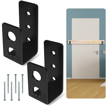 SECURITYMAN SecurityMan Heavy Duty 2x4 Door Barricade Brackets 700lbs of Force Door Brace Install in 2pc Thick 35mm Iron Metal U Bracket Rust Proof Gate Bar Holder for IndoorOutdoor Door Security Bar