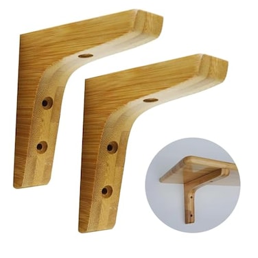 Dnyta 2pcs 4957 Large Wooden Triangle Brackets Corbels Decorative for Kitchen Cabinets Bookshelves Countertopswith Screws