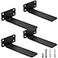 HITOMEN Heavy Duty Floating Shelf Brackets 6Inch 15 Thick Hidden Shelves Hardware Iron L Brackets Rustic Industrial Black Metal Wall Shelving Supports 4 Pack