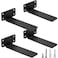 HITOMEN Heavy Duty Floating Shelf Brackets 6Inch 15 Thick Hidden Shelves Hardware Iron L Brackets Rustic Industrial Black Metal Wall Shelving Supports 4 Pack
