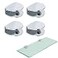 AWEN 4pcs Adjustable Rimless Rectangular Glass Rack Holder Heavy Duty Clamp Mount Clamps Polished Chrome 4