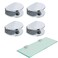 AWEN 4pcs Adjustable Rimless Rectangular Glass Rack Holder Heavy Duty Clamp Mount Clamps Polished Chrome 4
