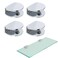 AWEN 4pcs Adjustable Rimless Rectangular Glass Rack Holder Heavy Duty Clamp Mount Clamps Polished Chrome 4