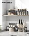 SONGMICS Spice Racks Set of 4 Metal Cabinet Shelf Organizers Countertop Organizers Shelf Risers Stackable Expandable Ink Black UKCS006B01