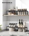 SONGMICS Spice Racks Set of 4 Metal Cabinet Shelf Organizers Countertop Organizers Shelf Risers Stackable Expandable Ink Black UKCS006B01