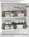 SONGMICS Spice Racks Set of 4 Metal Cabinet Shelf Organizers Countertop Organizers Shelf Risers Stackable Expandable Ink Black UKCS006B01