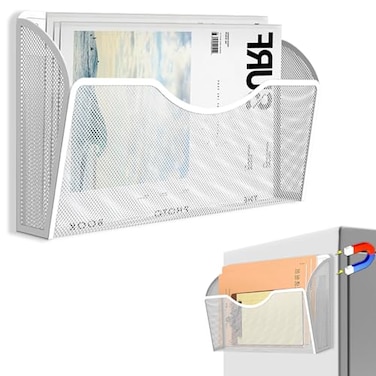 LQPAFZ Magnetic File Holder 1 Pockets File Folder Organizer Office Hanging Magazine Rack for File Cabinets Magnetic Paper Holder No Drilling Mail Organizer for Refrigerator Office