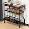 Refrze Shoe Rack for Front Door Entrance 4 Tier HeightAdjustable Metal Shoe Rack Sturdy Wooden Top and Tiltable Steel Frame Heavy Duty Shoe Organizer for BathroomBedroomKitchenInclude Hook