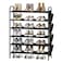 SUOERNUO Shoe Rack Storage Organizer 6 Tier Free Standing Metal Shoe Shelf Shoe Organizer with Side 8 Shoes Pockets for Entryway Closet BedroomBronze