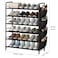 SUOERNUO Shoe Rack Storage Organizer 6 Tier Free Standing Metal Shoe Shelf Shoe Organizer with Side 8 Shoes Pockets for Entryway Closet BedroomBronze