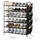 SUOERNUO Shoe Rack Storage Organizer 6 Tier Free Standing Metal Shoe Shelf Shoe Organizer with Side 8 Shoes Pockets for Entryway Closet BedroomBronze