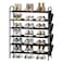 SUOERNUO Shoe Rack Storage Organizer 6 Tier Free Standing Metal Shoe Shelf Shoe Organizer with Side 8 Shoes Pockets for Entryway Closet BedroomBronze